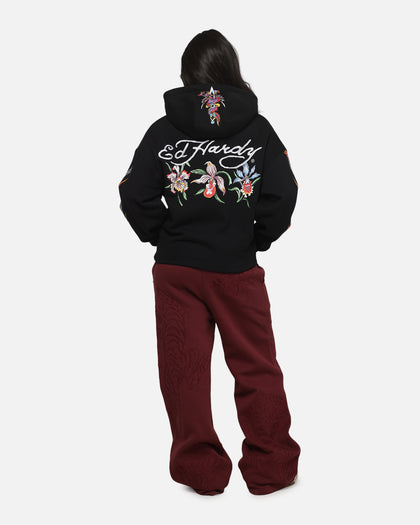 Ed Hardy Women's Floral Zip Hoodie Black