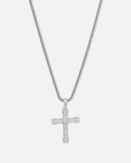 Saint Morta Iced Cross Pendant White Gold