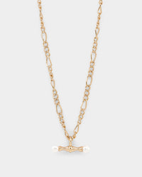 Wild For The Weekend Pearl T-Bar Necklace Gold