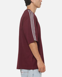 Adidas 3 Stripes Oversized T-Shirt Maroon