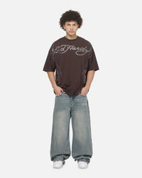 Ed Hardy Cyber Skull T-Shirt Chocolate