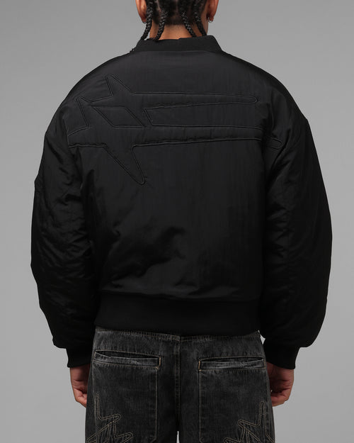 Loiter Hybrid Cropped Bomber Jacket Black
