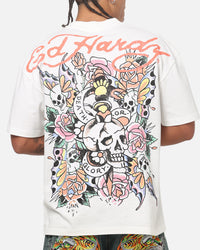 Ed Hardy Floral Skull T-Shirt Off White