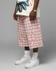 Loiter Utility Cargo Shorts Pink Check