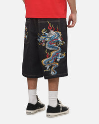 Ed Hardy Dragon Wide Leg Jorts Indigo Denim