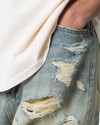 MNML Ultra Baggy Distressed Jeans Vintage Blue