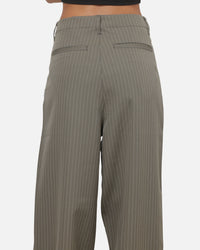 Carre Heritage Pleated Pants Sage Pinstripe