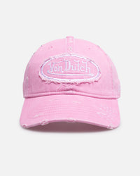 Von Dutch Distressed Zigzag Dad Strapback Cap Pink