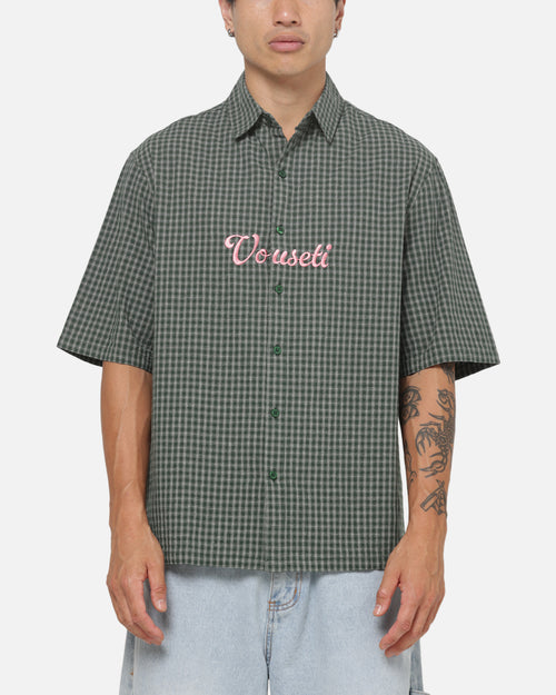 Vouseti Full Court Button Up Shirt Money Green Plaid