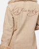 Ed Hardy Women's Fur Longline Coat Camel