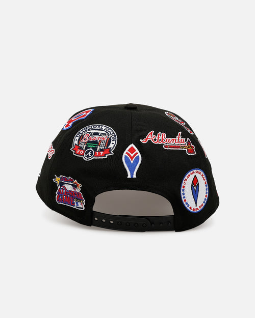 New Era Atlanta Braves 'All Over Embroidery' 9FORTY A-Frame Snapback Black