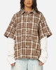 Saint Morta Sanctuary Layered Button Up Shirt Brown