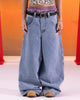 Ed Hardy Ultra Wide Leg Denim Jeans Light Wash Blue