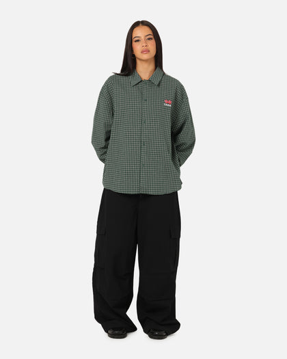 Carre Motion Long Sleeve Button Up Shirt Green Check