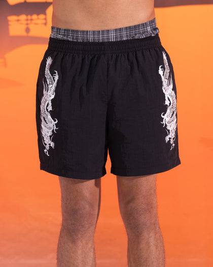 Ed Hardy Tribal Dragon Shorts Black