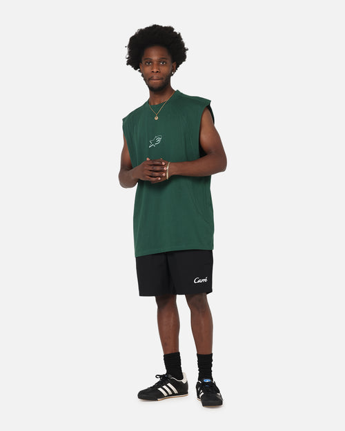Carre Panelled Muscle T-Shirt Green