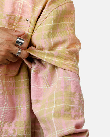 MNML Dip Fade Flannel Shirt Pink