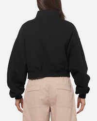 Nike Women's Studio Fleece Oversized 1/4-Zip Cropped Top Black