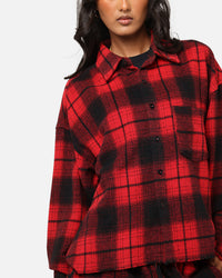 XXIII Plaid Long Sleeve Overshirt Red