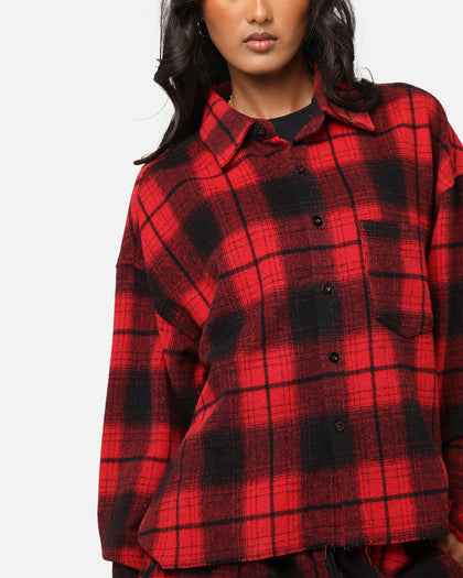 XXIII Plaid Long Sleeve Overshirt Red