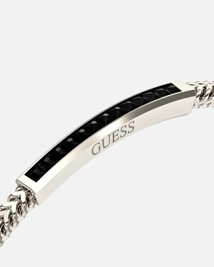 Guess Mainline Noir Crystals Plate Bracelet Steel
