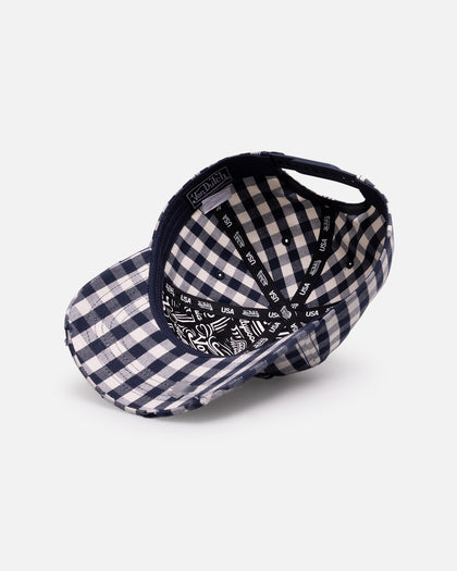 Von Dutch Distressed Plaid Dad Snapback Navy