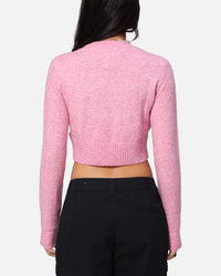 Tommy Jeans Women's Crop Script Sweater Pink