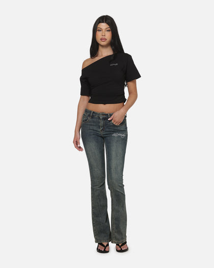 Ed Hardy Women's Off Shoulder T-Shirt Black