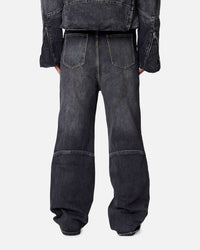 MNML Panelled Moto Denim Jeans Washed Black