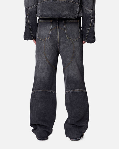 MNML Panelled Moto Denim Jeans Washed Black
