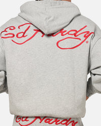 Ed Hardy Signature Hoodie Grey Marle