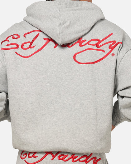 Ed Hardy Signature Hoodie Grey Marle