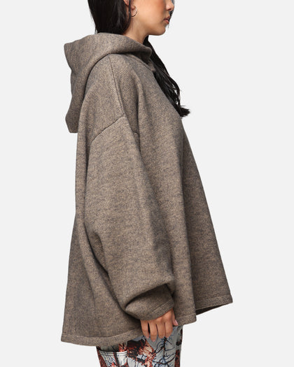 MNML Tonal Grain Knitted Hoodie Brown