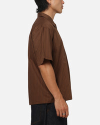 Carre Signature Rose Button Up Shirt Brown Pinstripe