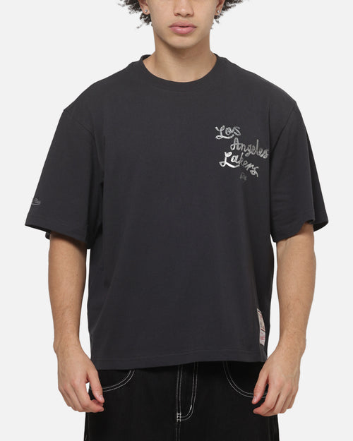 Mitchell & Ness Los Angeles Lakers Tape Crop T-Shirt Washed Black