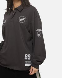 Mitchell & Ness All Blacks Rugby Long Sleeve Polo Shirt Washed Black