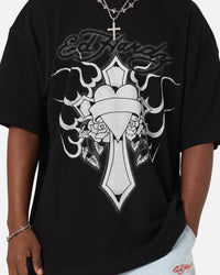 Ed Hardy Cross My Heart T-Shirt Black