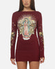 Ed Hardy Women's Divine Long Sleeve Dress Burgundy