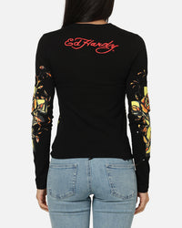 Ed Hardy Women's Divine Long Sleeve T-Shirt Black