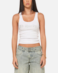 Ed Hardy Women's Rhinestone Logo Tank White
