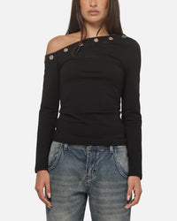 Ed Hardy Women's Eyelet 3/4 Sleeve T-Shirt Black