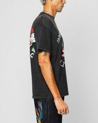 Ed Hardy Born To Lose T-Shirt Black Acidwash