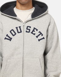 Vouseti Varsity Zip Hoodie Grey Marle