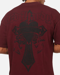 Ed Hardy Sacred Heart T-Shirt Burgundy