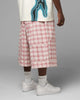Loiter Utility Cargo Shorts Pink Check