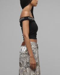 Loiter Rodeo Off The Shoulder Top Black