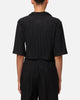 XXIII Women's Cropped Pleated Button Up Shirt Black