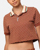 XXIII Women's Cropped Printed Polo Shirt Brown