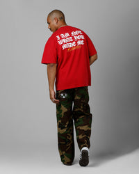 Loiter Made Me Puff Print T-Shirt Red