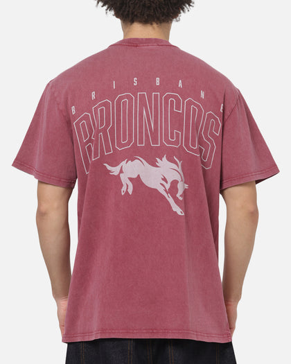 Bleacher Athletic Brisbane Broncos NRL Attrition Washed T-Shirt Burgundy